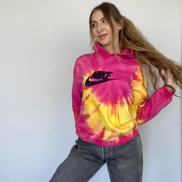 Vintage Nike Hoodie Tie Dye Multicolour Small - Picture 3 of 4